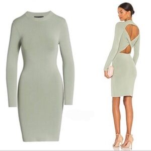 ALICE + OLIVIA Estelle Twist Two Way Mini Dress in Sage- women’s M